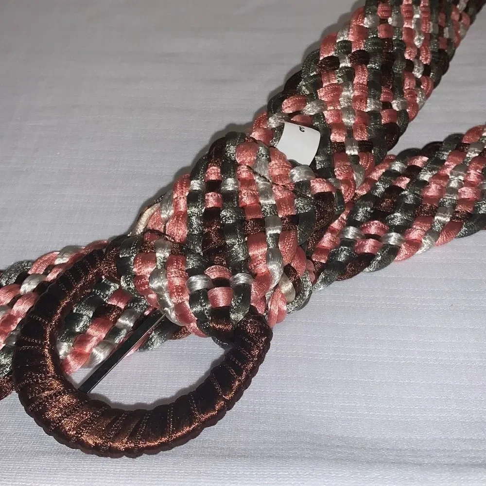 Vintage Pastel‎ Satin Wide Woven Boho Belt Size Medium